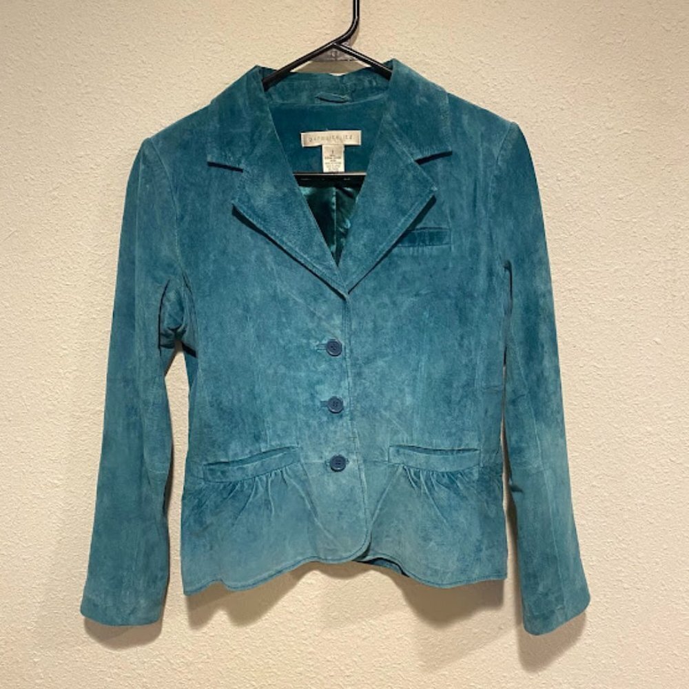 Suede Teal Women’s Blazer Jacket - Unknown Brand